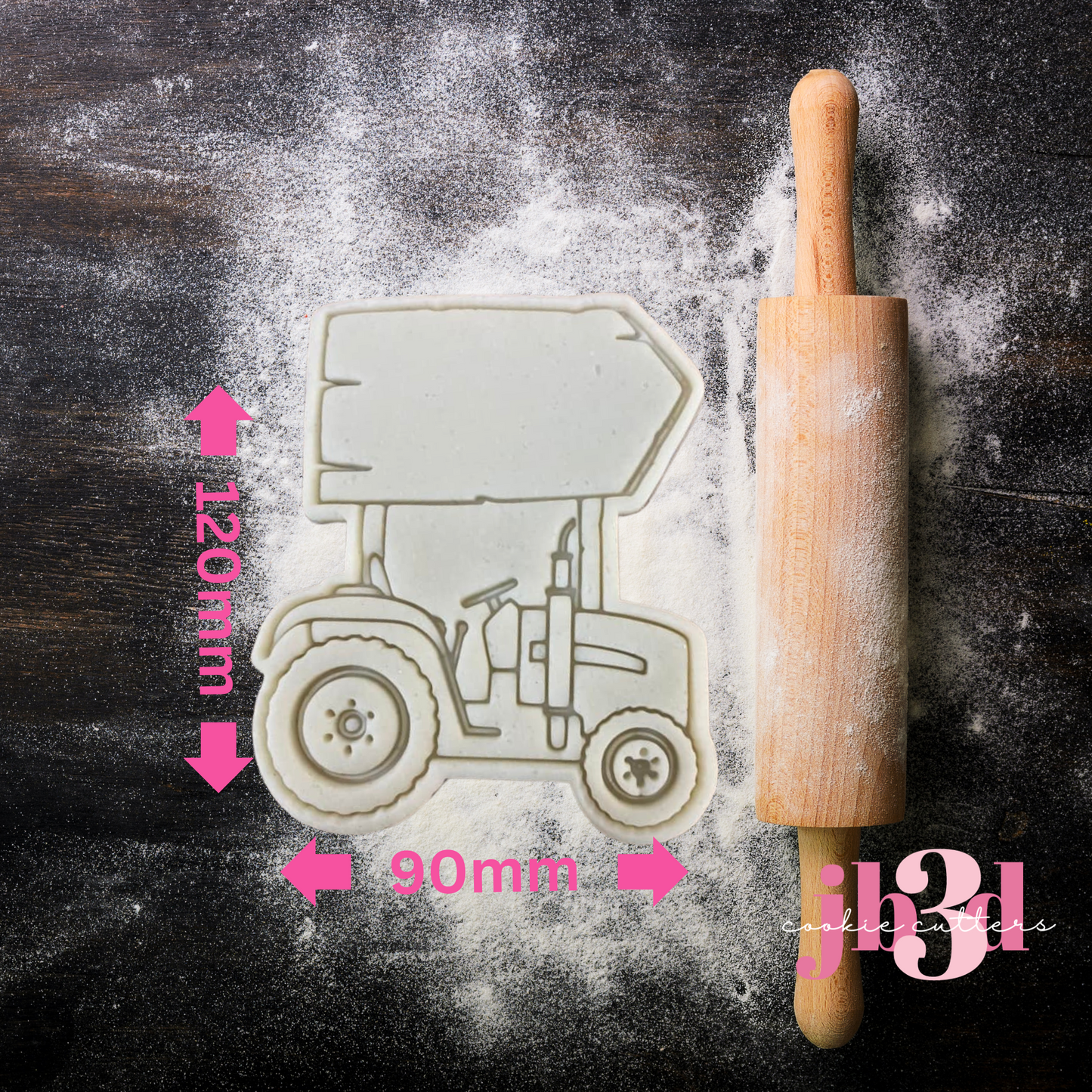 Cake Topper Cookie - TRACTOR with SIGN Cutter & Embosser