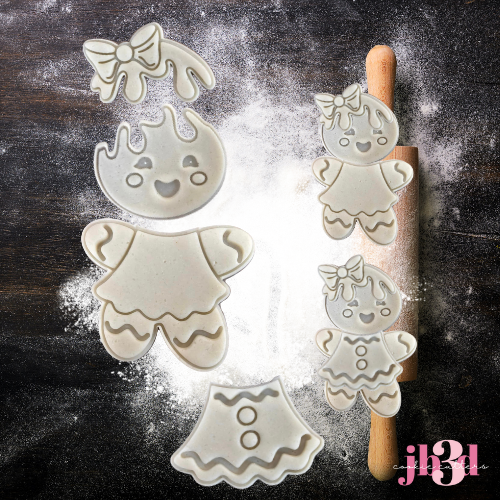 4 piece Gingerbread Girl - Cutters & Embosser Stamps