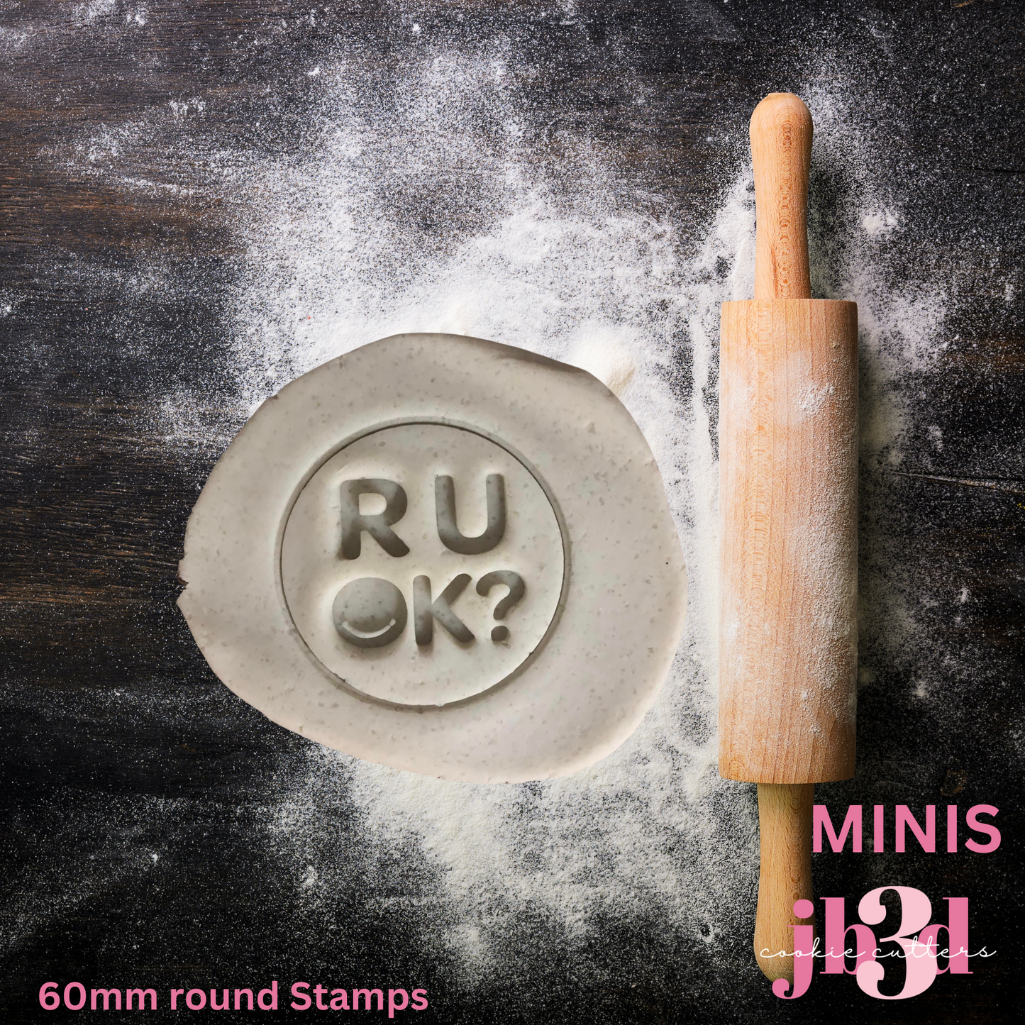 MINI R U OK day Cookie Stamps 60mm round