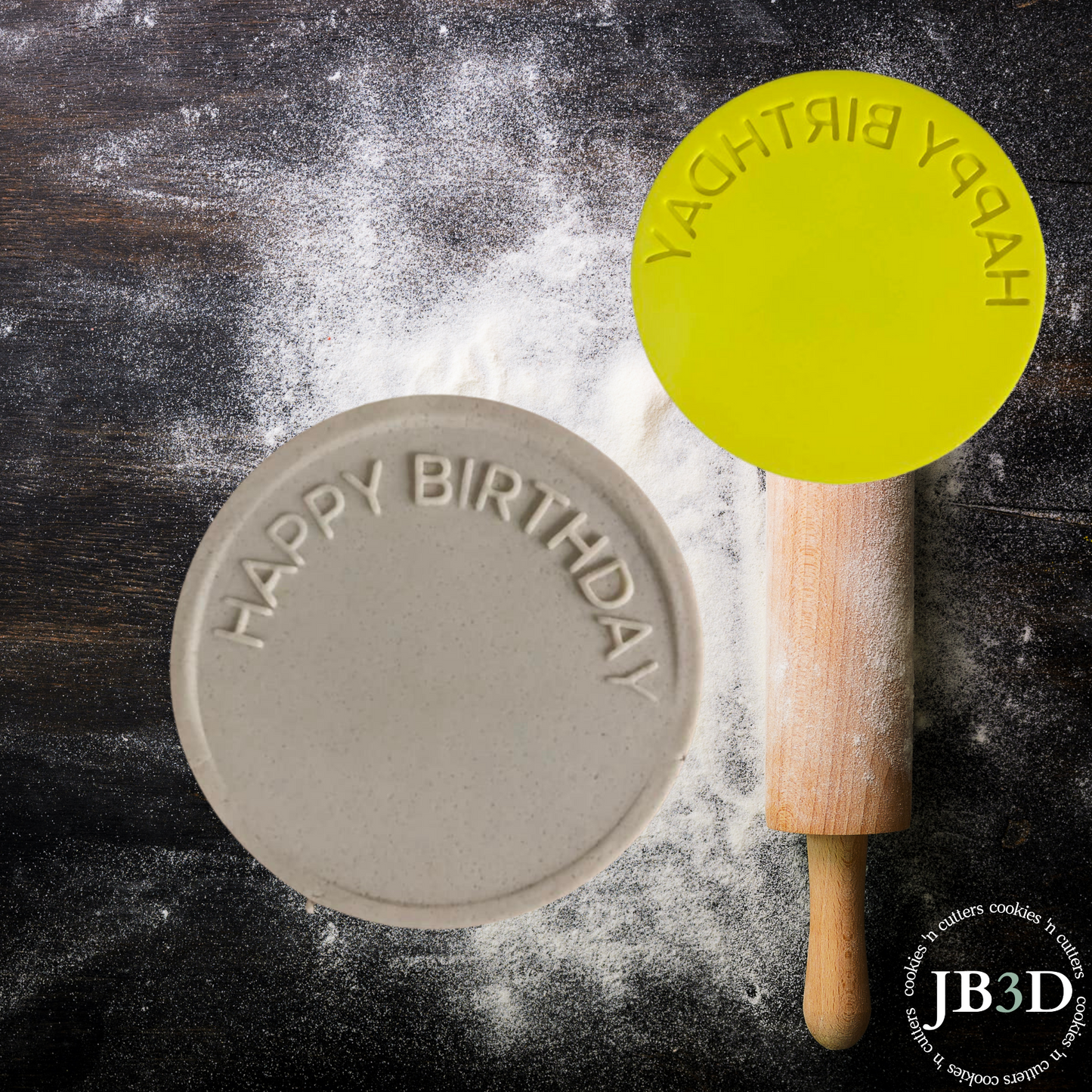 Happy Birthday 180mm Round Deobosser Stamp