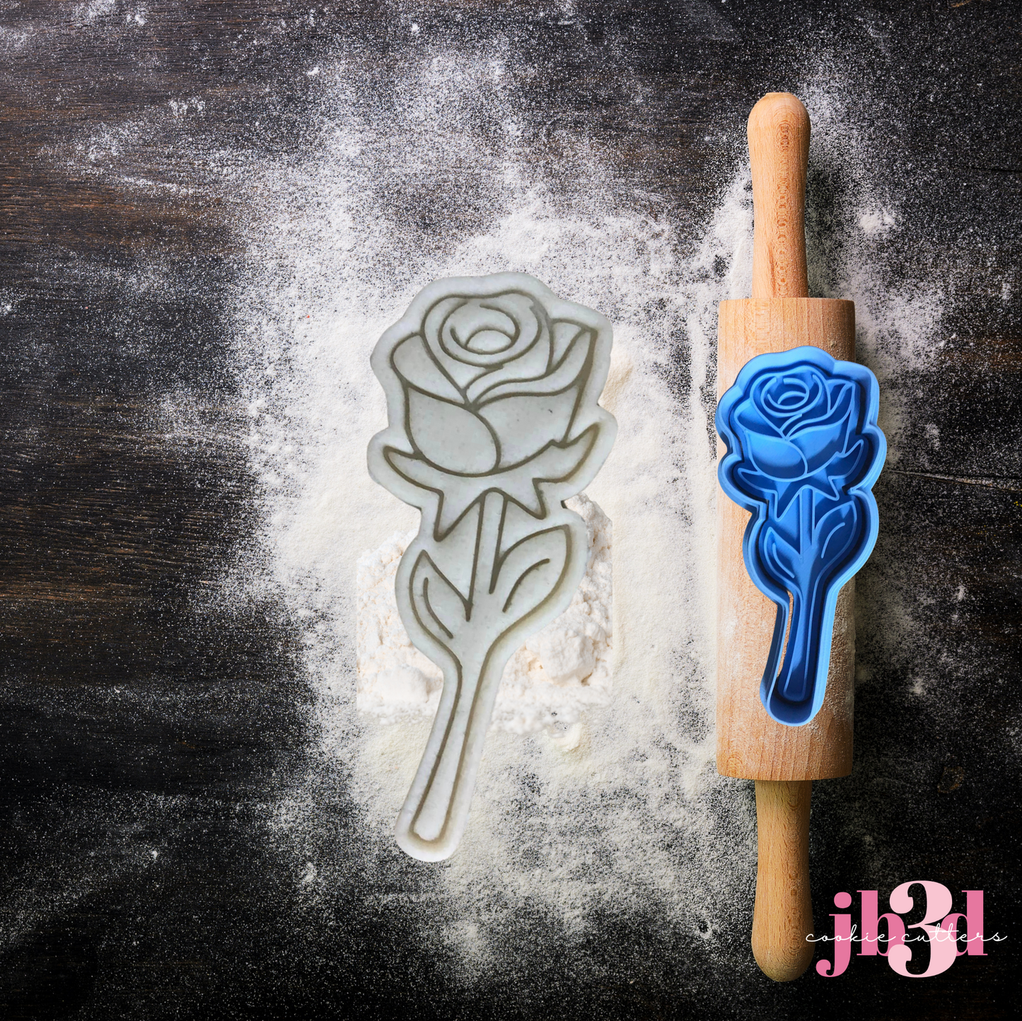 Long stem single Rose - Cutter & Embosser Stamp