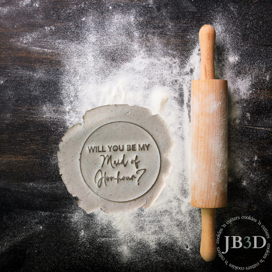 Will yoube my maid of Honour? 70mm round stamp