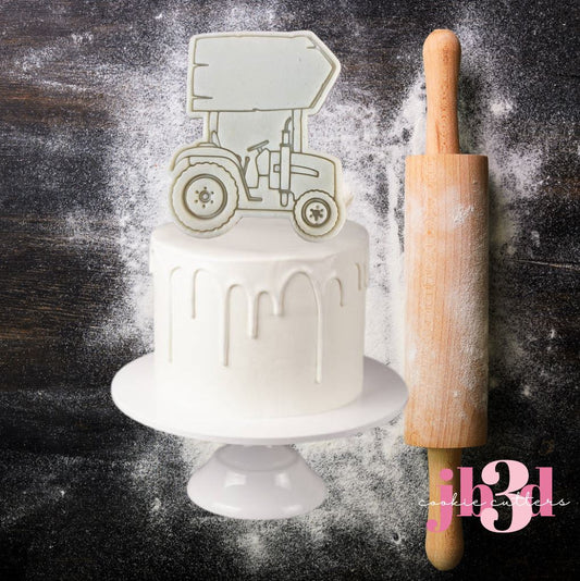 Cake Topper Cookie - TRACTOR with SIGN Cutter & Embosser