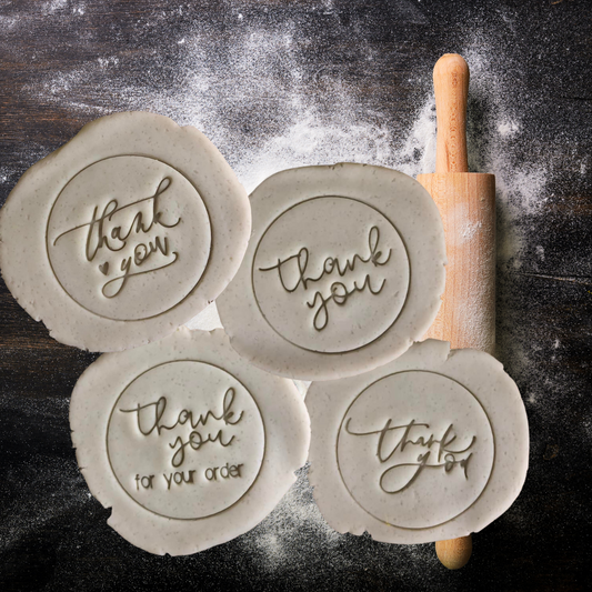 Thankyou 4 designs - 70mm round stamp