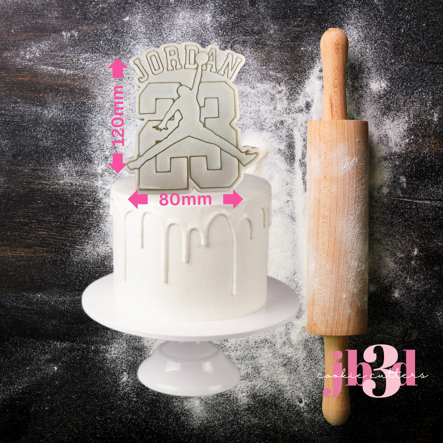 Cake Topper Cookie - Jordan 23 - Cutter & Embosser Stamp