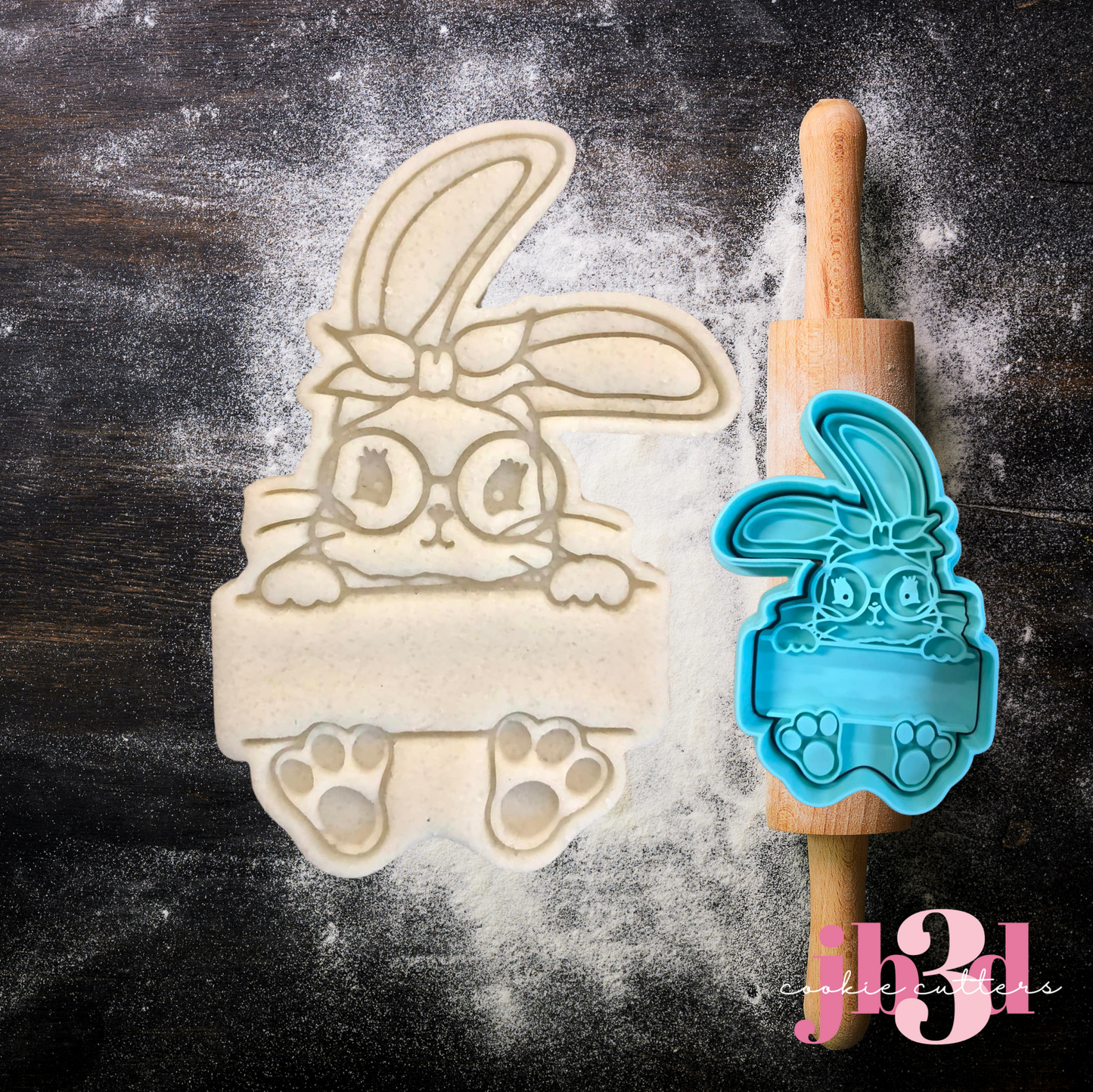 Bunny with Glasses  Name Plaque Cutter & Embosser Stamp