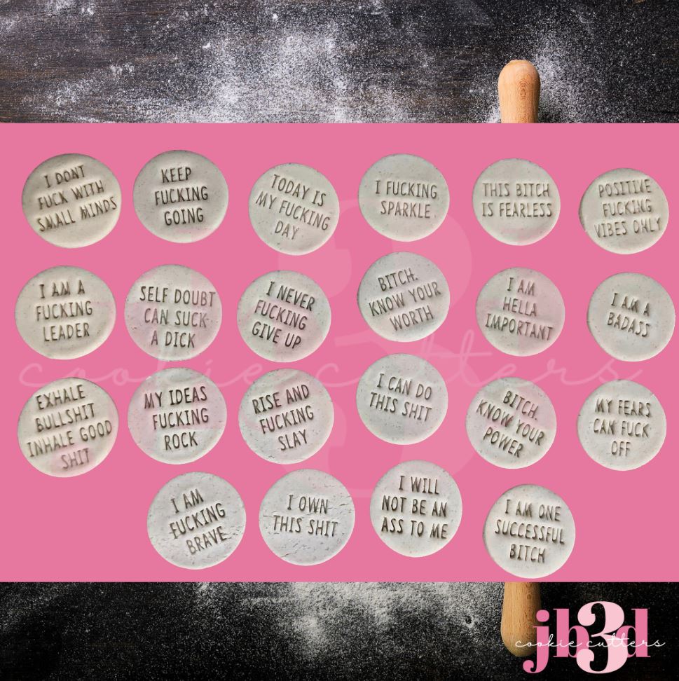 AFFIRMATIONS  - Set of 22 60mm round stamps