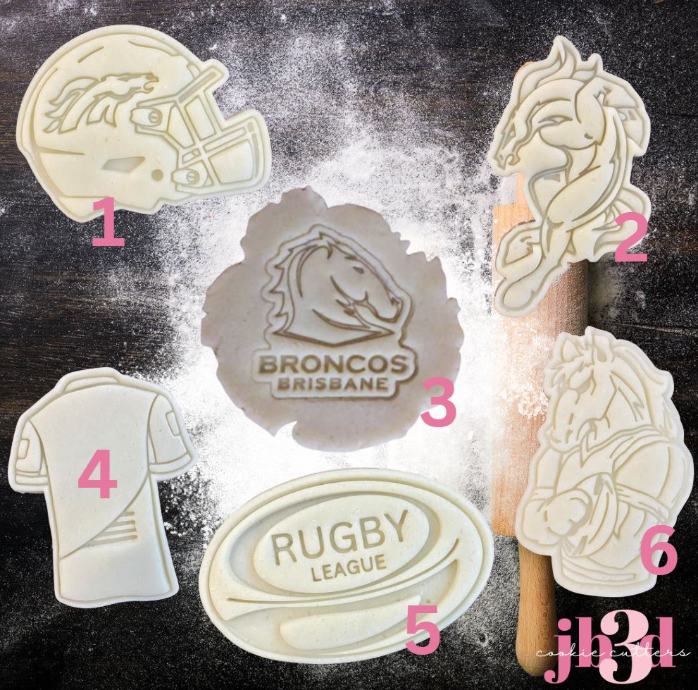 Brisbane Broncos  6 designs - Cutters & Embosser stamps