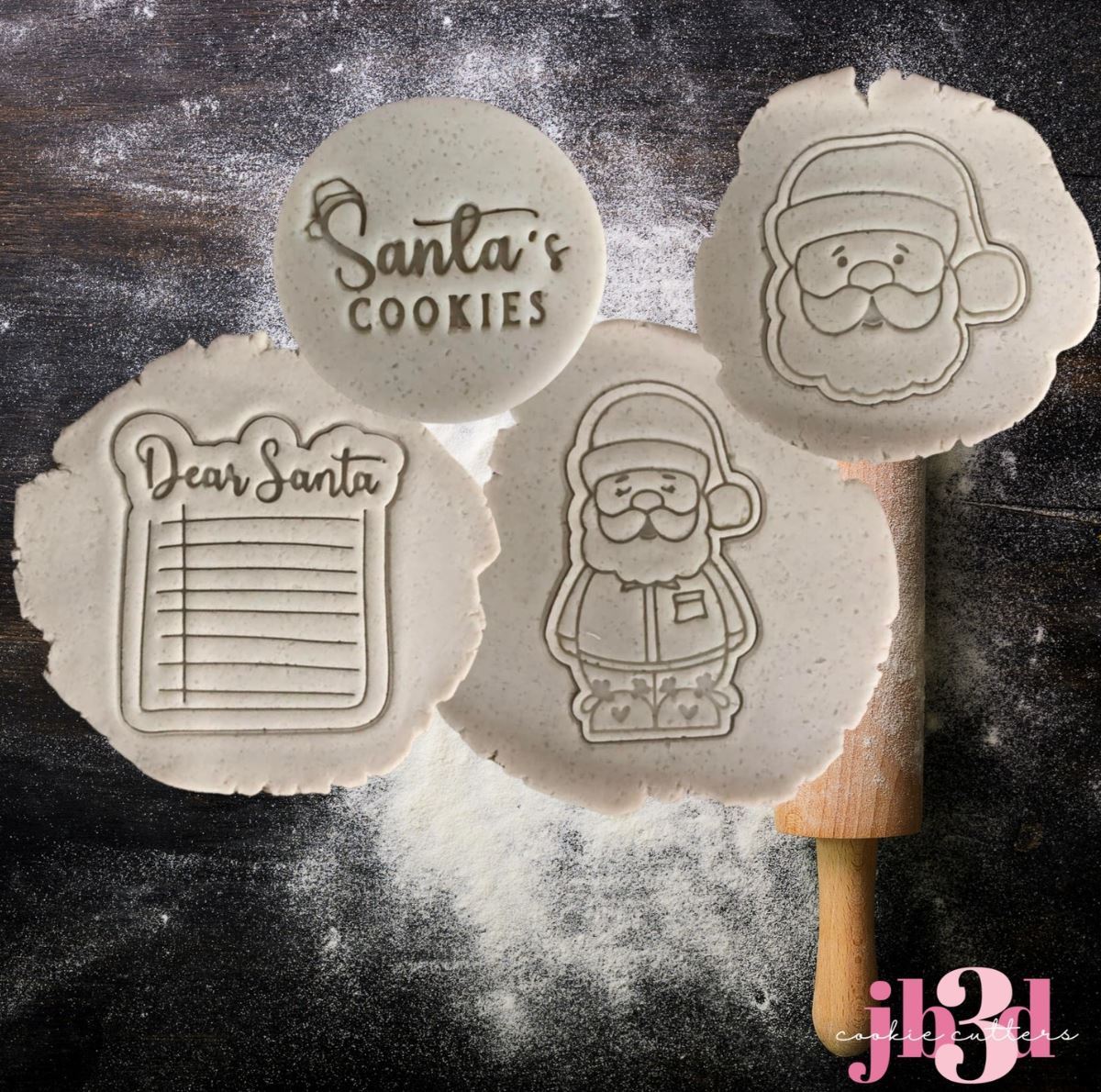 Mixed Santa cookies, Santa letter, Santa in slippers, Santa face