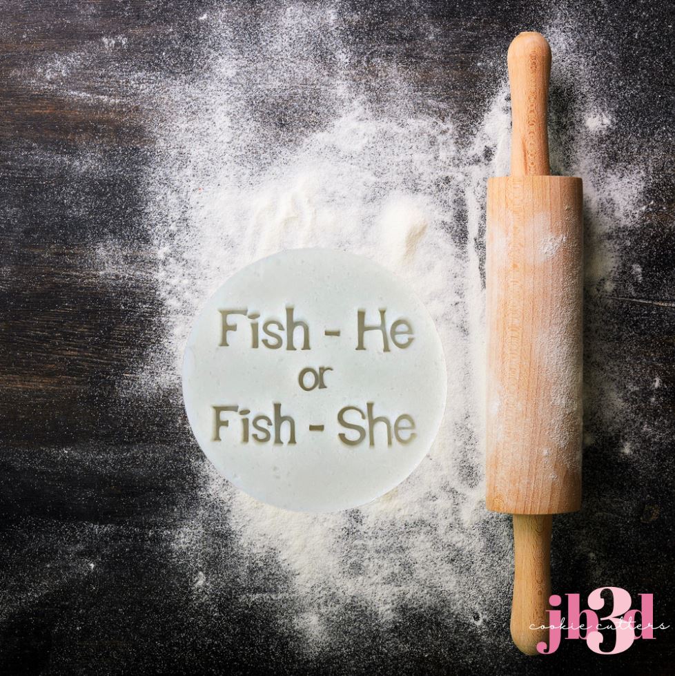 Fish He or Fish She - 70mm round embosser Stamp