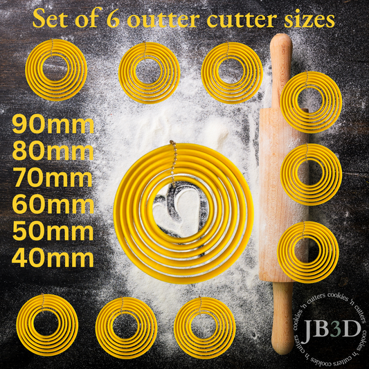 Set of 6 Outter Cutter round sizes 90-40mm