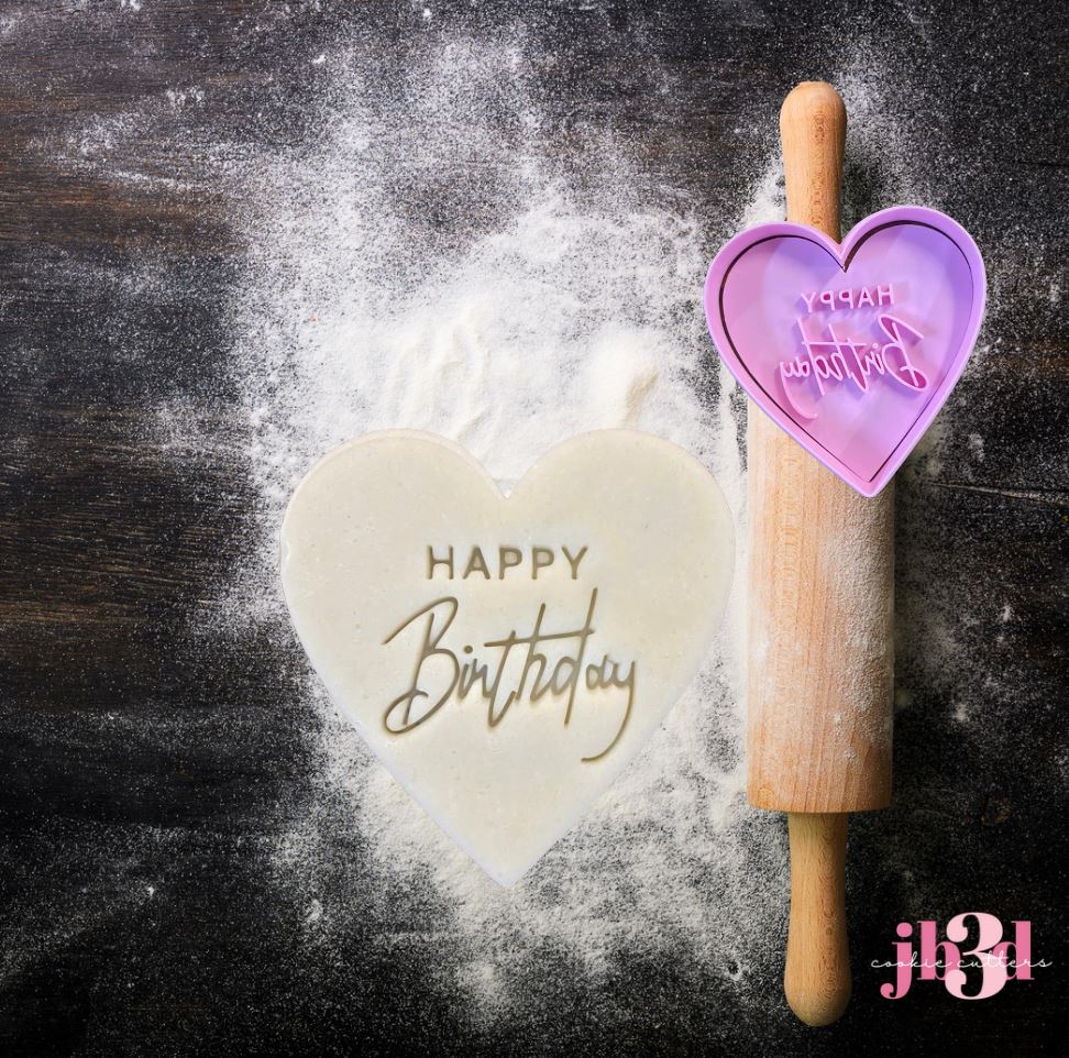 Happy Birthday Heart - Cutter & Embosser Stamp