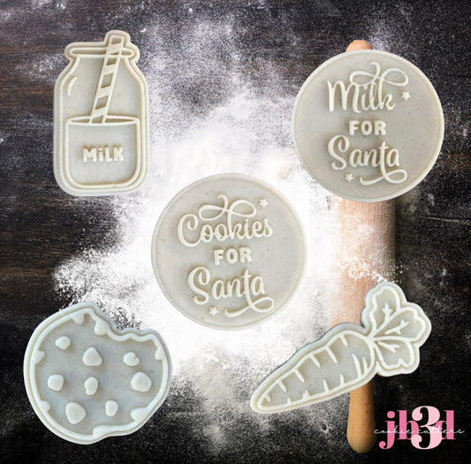 Cookies & Milk For Santa - Cutters & Debosser Stamps