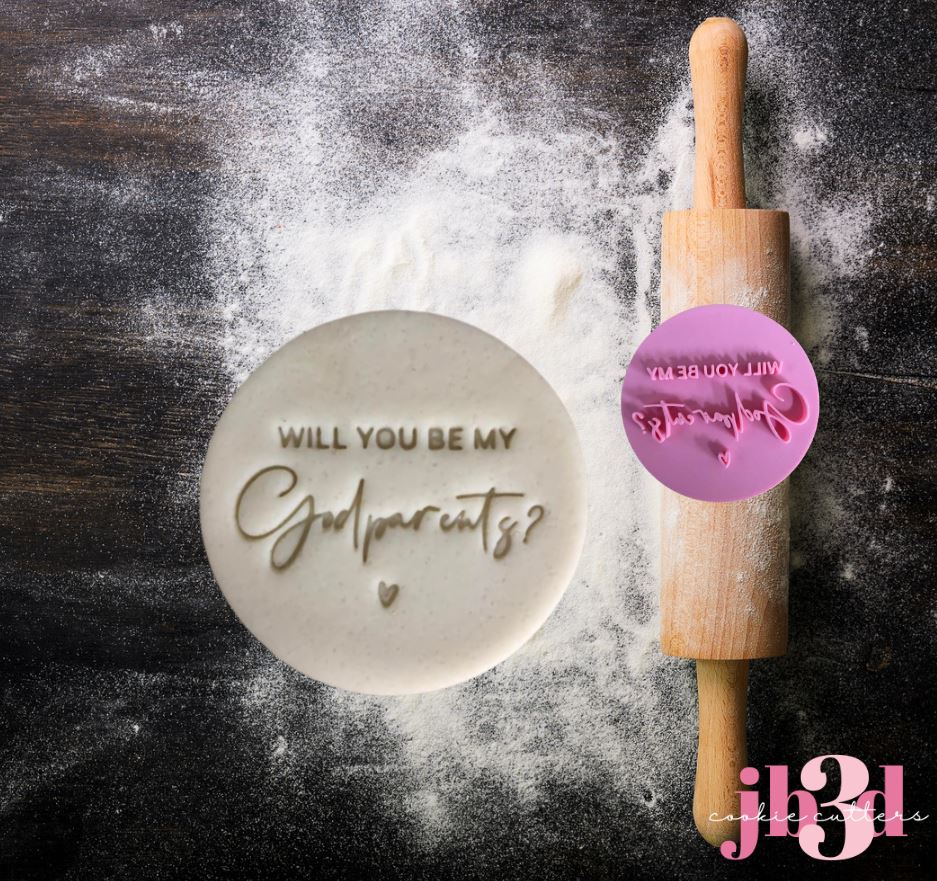 Will you be my Godparents? 70mm round Stamps