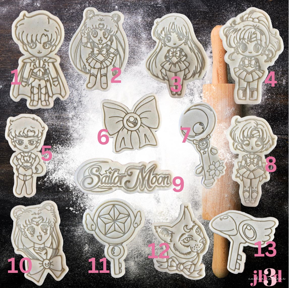 Sailor Moon set of 13 Embosser Stamps & Cutters