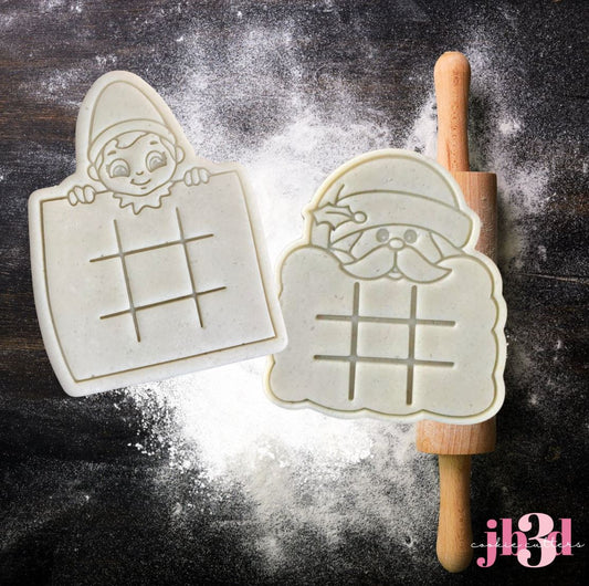 Santa /Elf TIC TAC TOE Naughts and Crosses - Cutter & Embosser Stamp