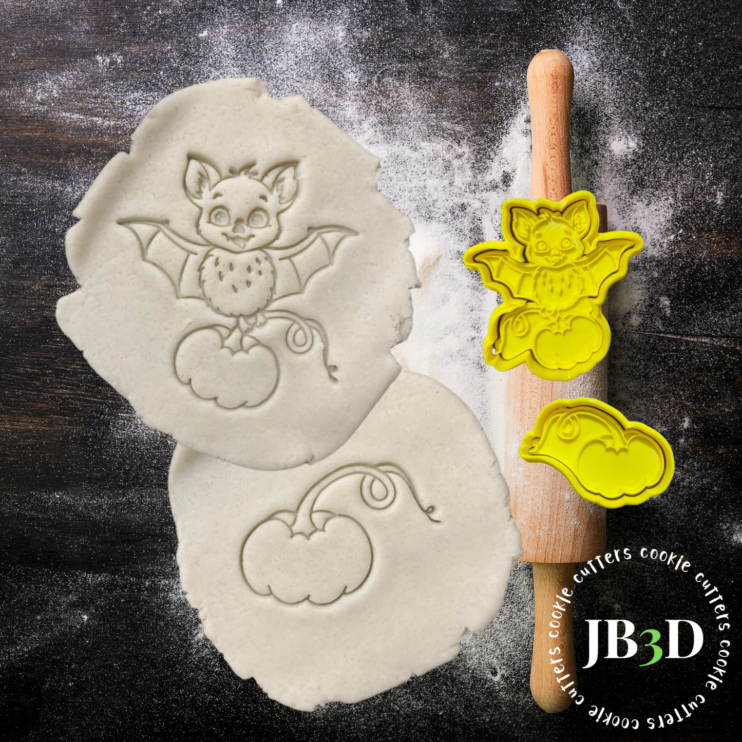 Bat and Pumpkin Set of 2 Cookie Cutters/Embosser Stamps