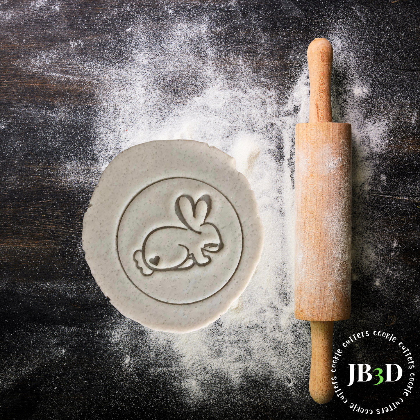 Easter Rabbit 70mm Round Stamp