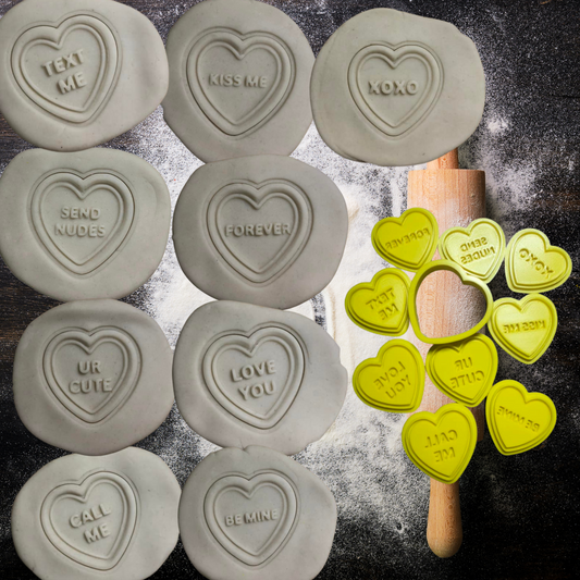 CONVERSATION HEARTS - Cutter/Debossers 60mm SET OR SINGLES