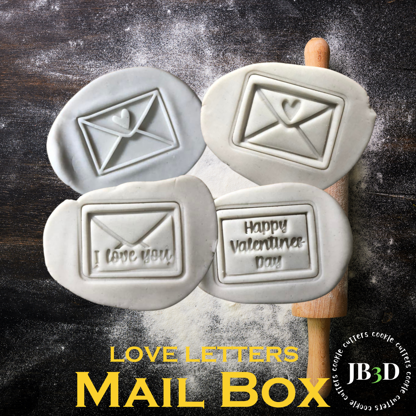 MAIL BOX - LOVE LETTERS  Makes a 120mm high 3d Cookie Mail Box