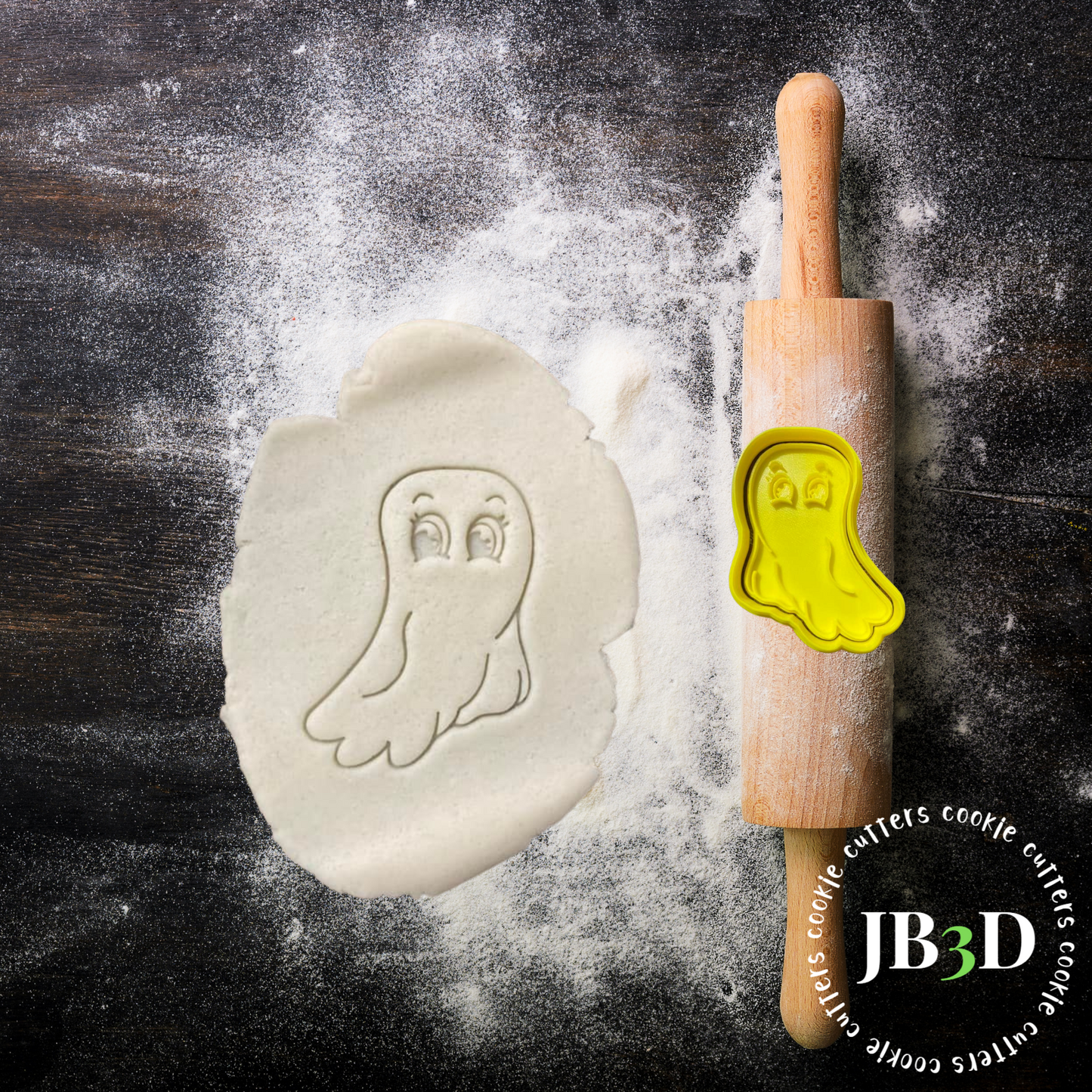 Cute Ghost Cookie Cutter/Embosser Stamp