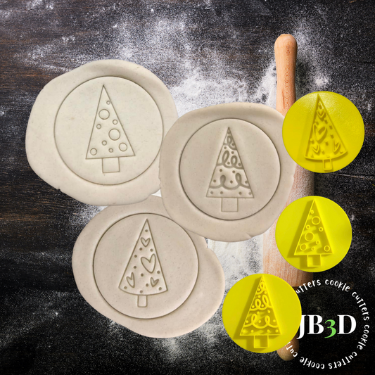 Whimsical Christmas Tree 70mm Round Set of 3