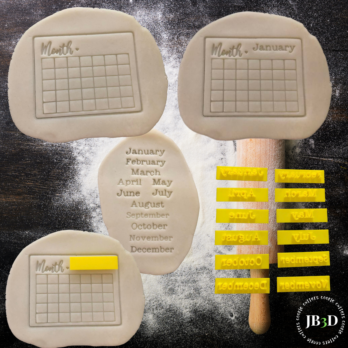 CALENDAR Month DIY Cookie Cutter & Embossers Set or singles