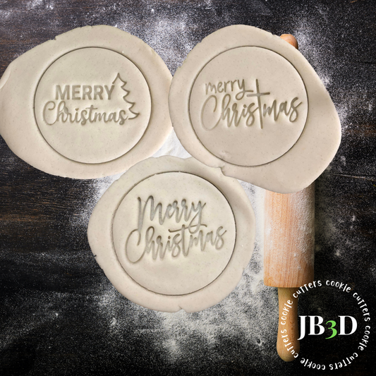 Merry Christmas -  70 mm round stamps