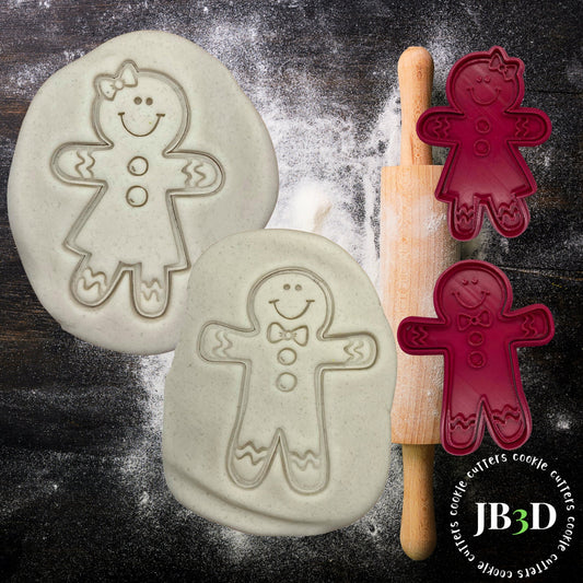 BOY GIRL GINGERBREAD Large 120mm Cookie Cutters & Stamps Set of 2