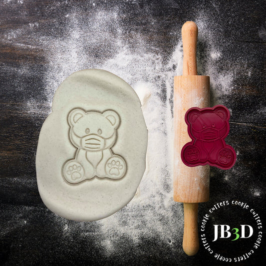 COVID BEAR with MASK Cookie Cutter & stamp