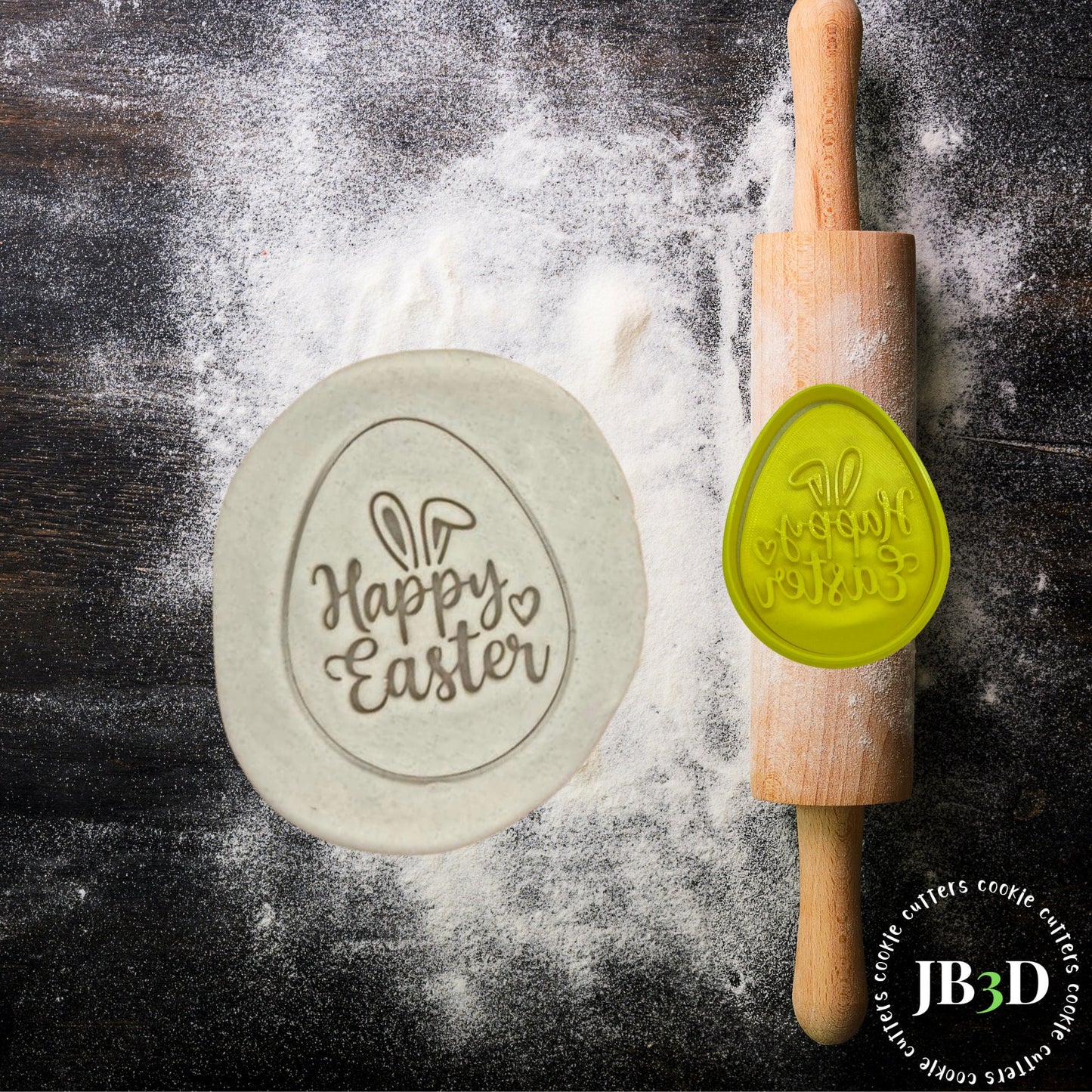 HAPPY EASTER EGG Shape Cookie Cutter & stamp