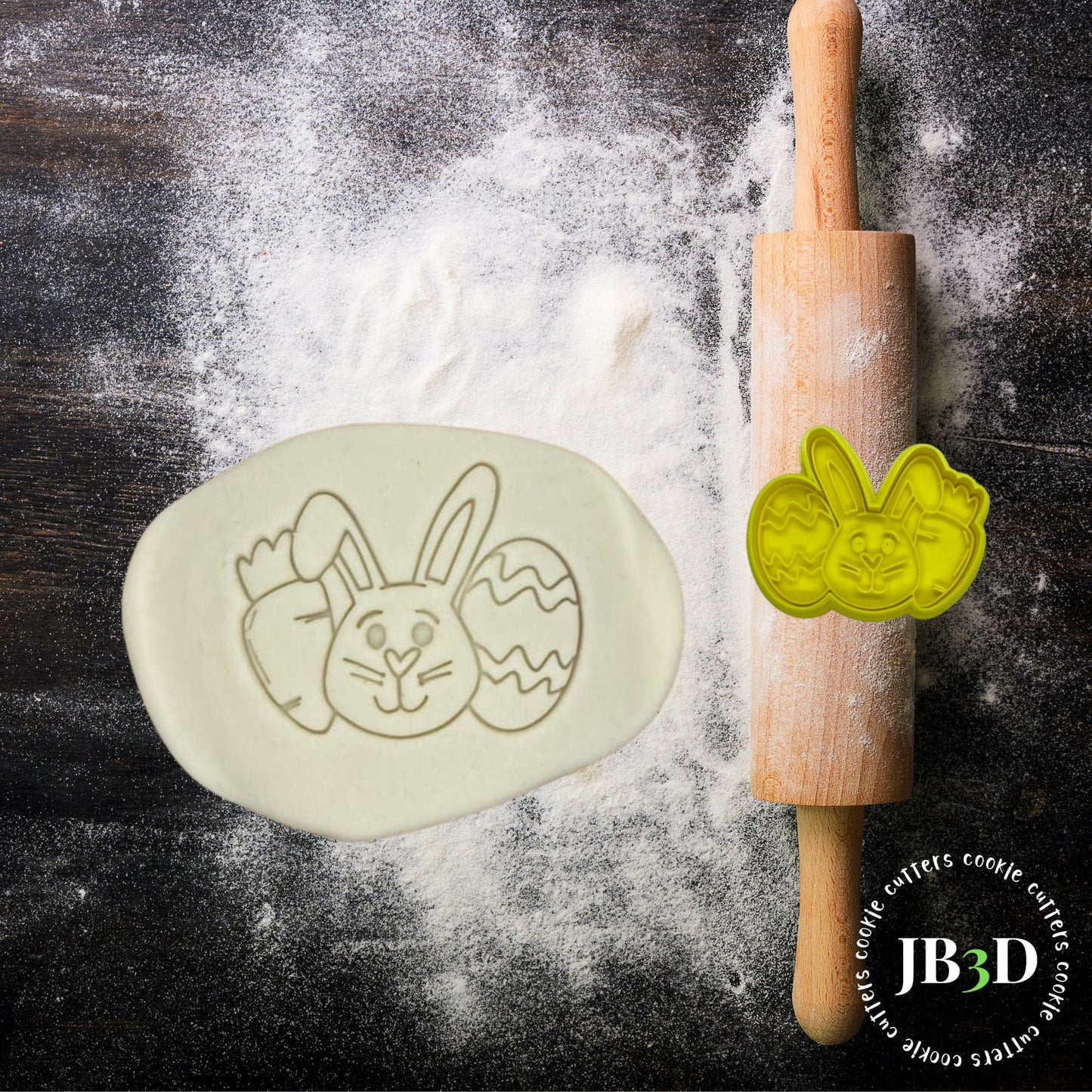 BUNNY EGG and CARROT  Cookie Cutter & Stamp