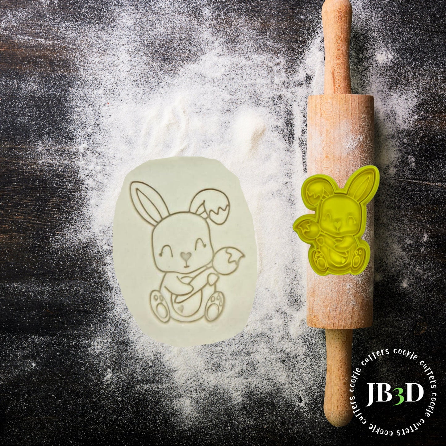 BUNNY PAINTBRUSH Cookie Cutter & Stamp