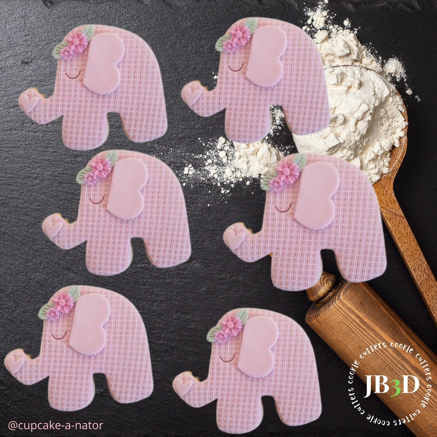 4 PIECE ELEPHANT Cookie Cutter Stamp/Embosser