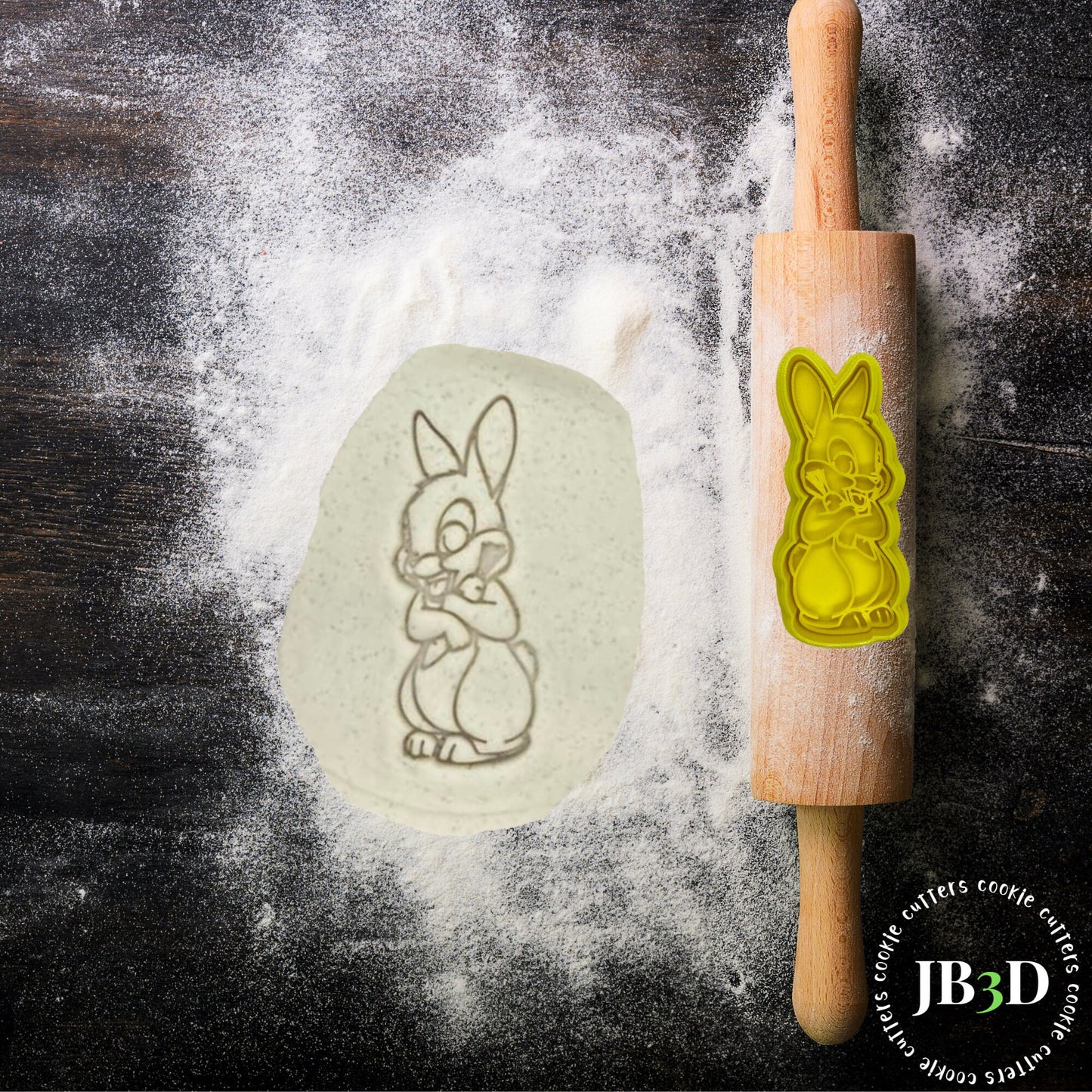 CUTE RABBIT with CARROT Cookie Cutter & stamp