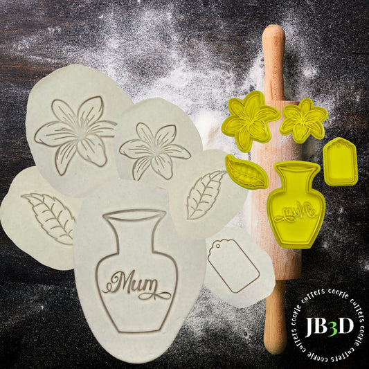 Mothers day VASE SET 2  Cookie Cutters and Embossers