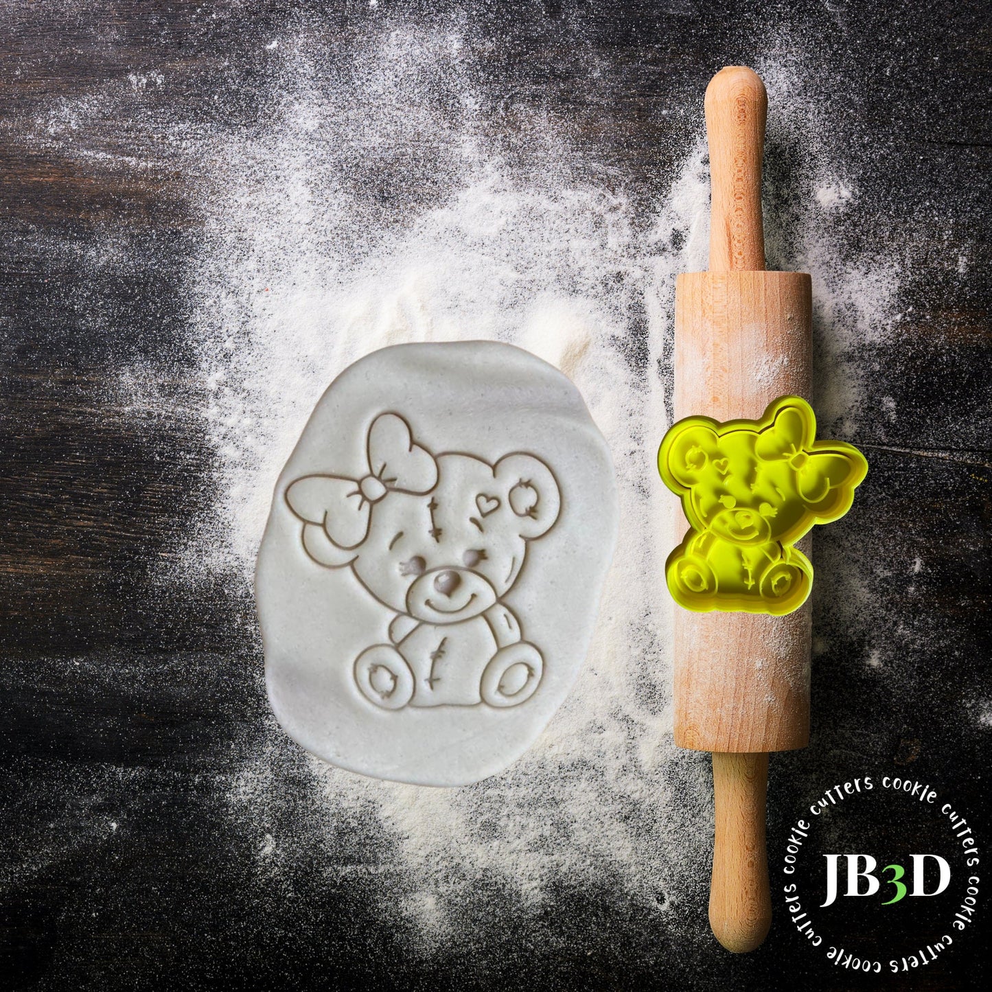 1st Birthday BEAR & BOW Set   Cookie Cutter and Embosser Stamp