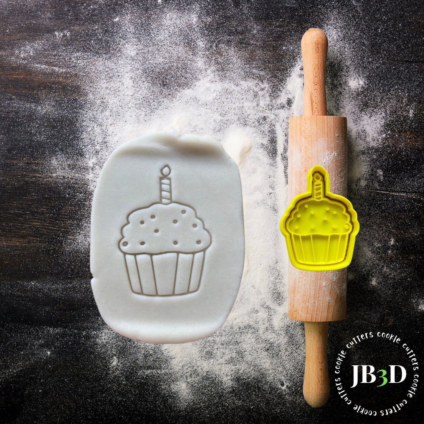 Cupcake with Candle Cookie Cutter & stamp