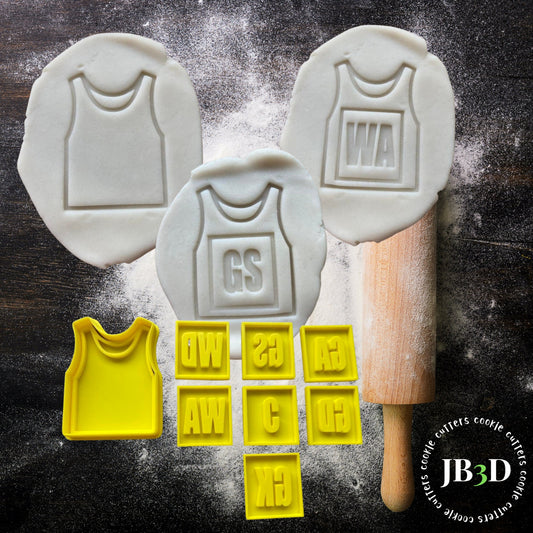 NETBALL BIB SET Cookie Cutter and Embosser  Stamps