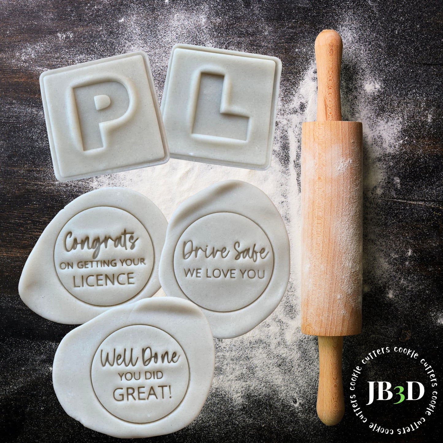 LICENCE P and L PLATES MESSAGES Cookie Cutter and Stamp