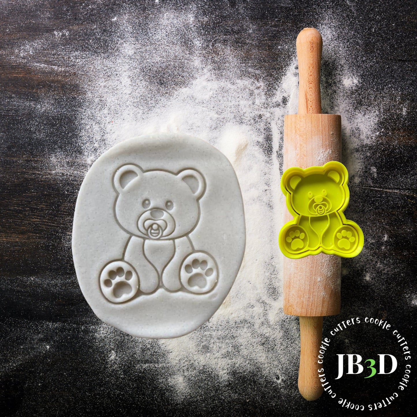 TEDDY with DUMMY/PACIFIER Cookie Cutter and Embosser Stamp