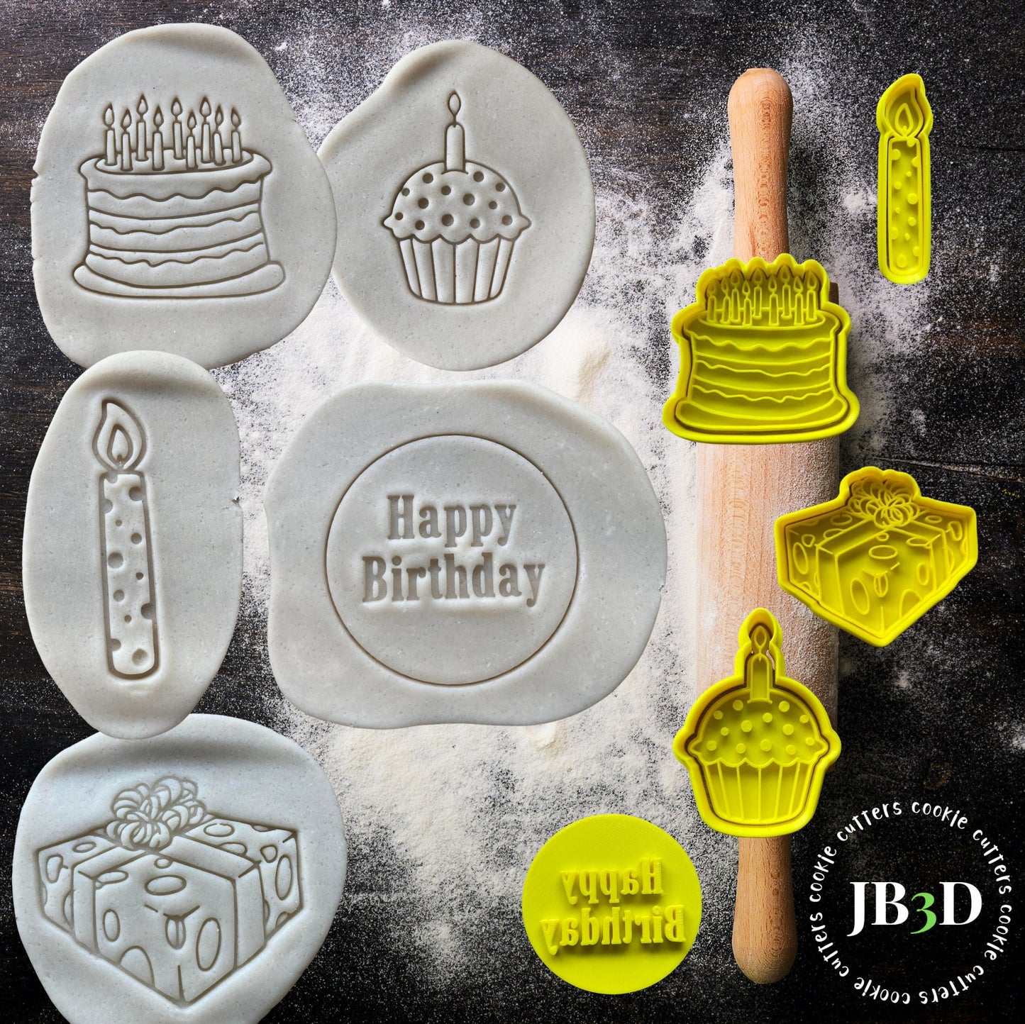 HAPPY BIRTHDAY Set or Singles Cookie Cutters and Embosser Stamp