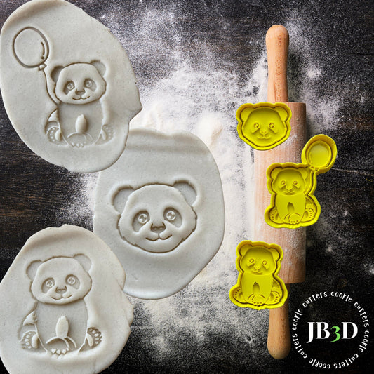 PANDA BIRTHDAY SET 1  Cookie Cutter/Stamp