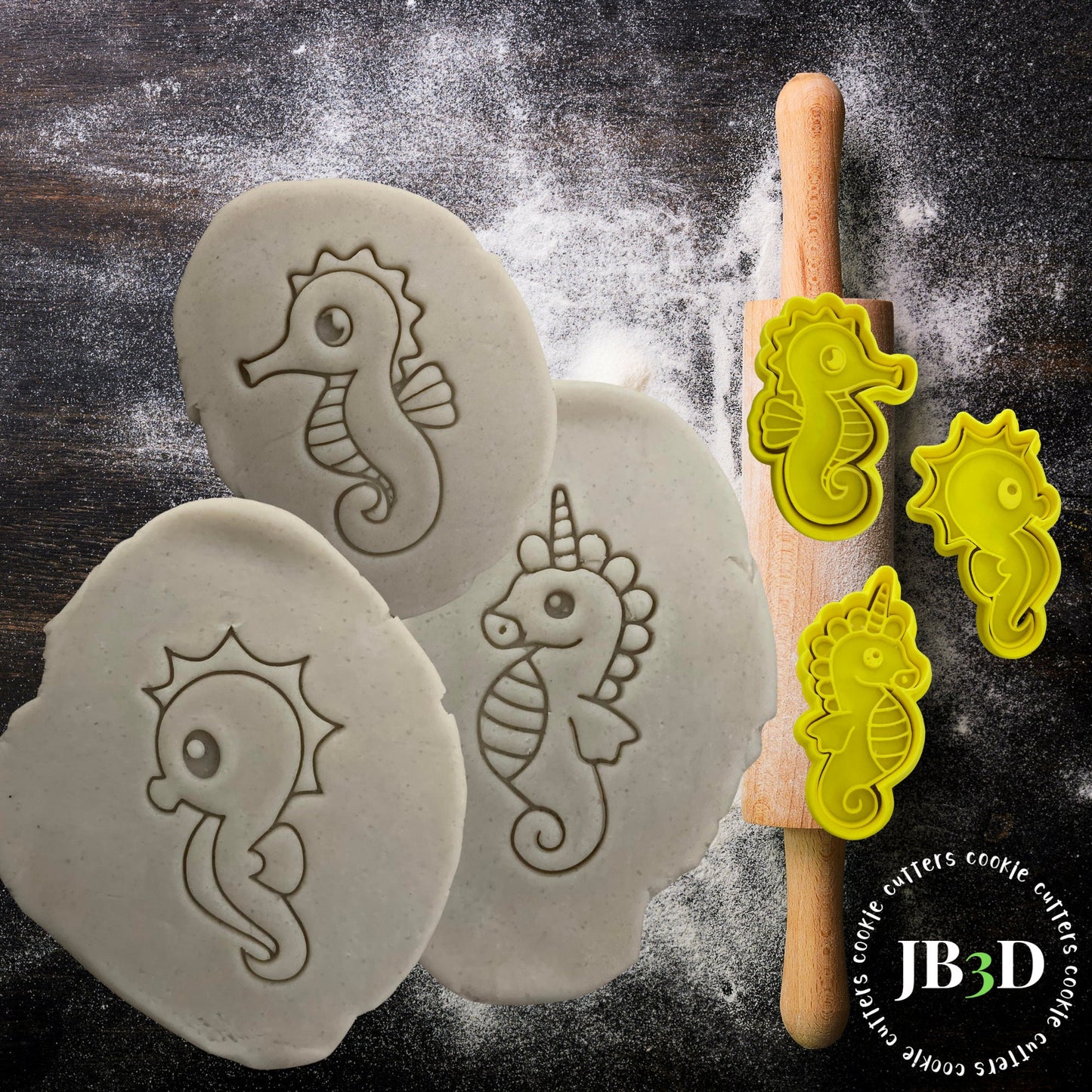 SEA HORSES Cookie Cutters and Embosser stamps