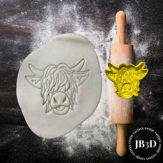 HIGHLAND COW 2 Cookie Cutter and embosser Stamp